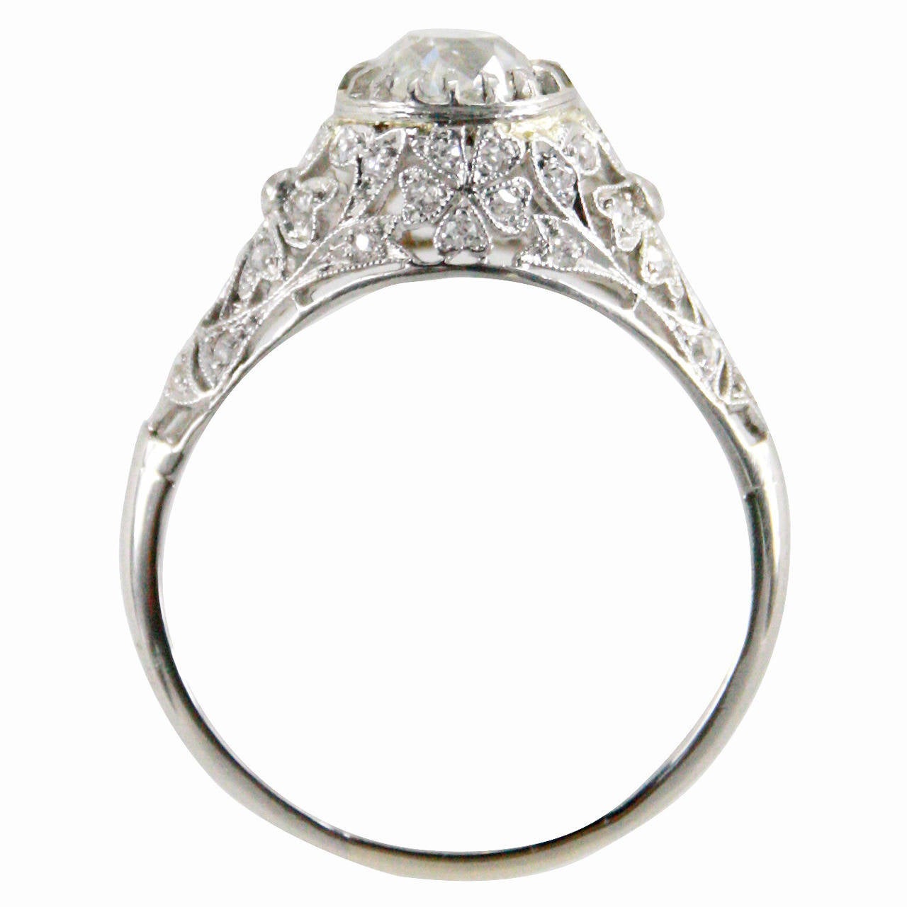 Edwardian 1.31 Carat GIA Certified Mine Cut Diamond Platinum Engagement Ring In Excellent Condition In Bay Harbor Islands, FL