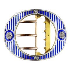 Cartier Paris Seltene blaue Emaille-Diamant-Vermeil-Gürtelschnalle