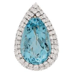 Aquamarine and Diamond Platinum Brooch 9