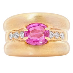 Pink Sapphire and Diamond Ring