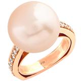 Ring aus Roségold mit goldener Perle und Diamant