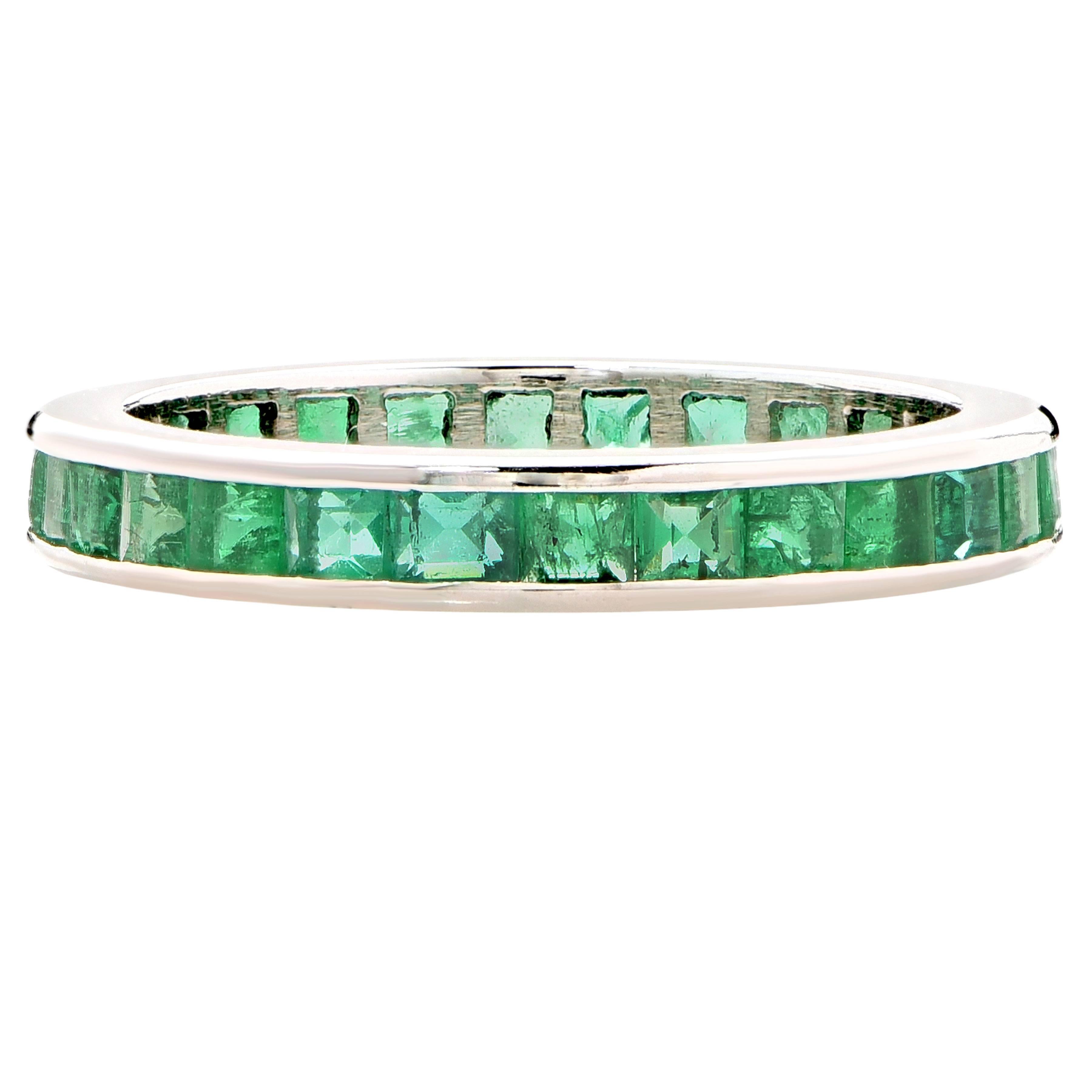 Emerald White Gold Eternity Band Ring