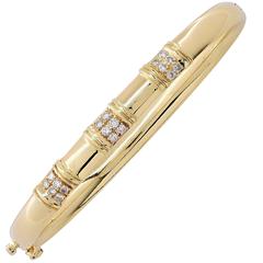 Ladies .55 Carat Diamond Yellow Gold Bangle Bracelet 9