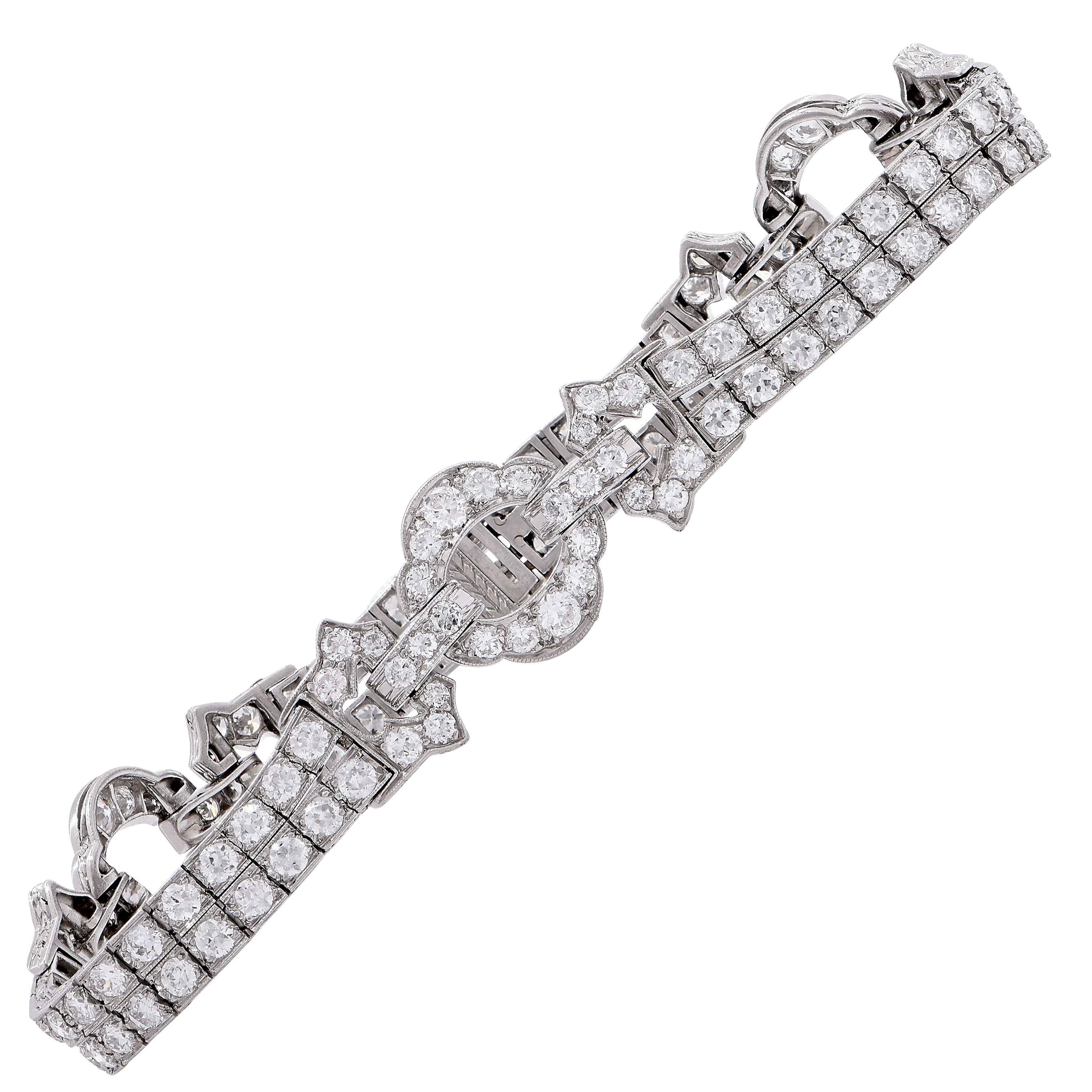 5.5 Carat Diamond Art Deco Platinum Bracelet