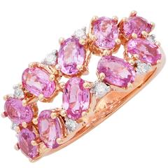3.12 Carat Pink Sapphire and Diamond Rose Gold Ring 3.12 Carat Pink Sapphire and Diamond Rose Gold Ring