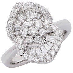 Anillo Cóctel Flor Oro Blanco Diamante 1,25 Quilates