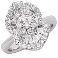 1.25 Carat Diamond White Gold Flower Cocktail Ring 4