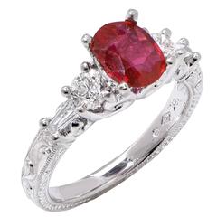 Natural Ruby Diamond White Gold Ring 12