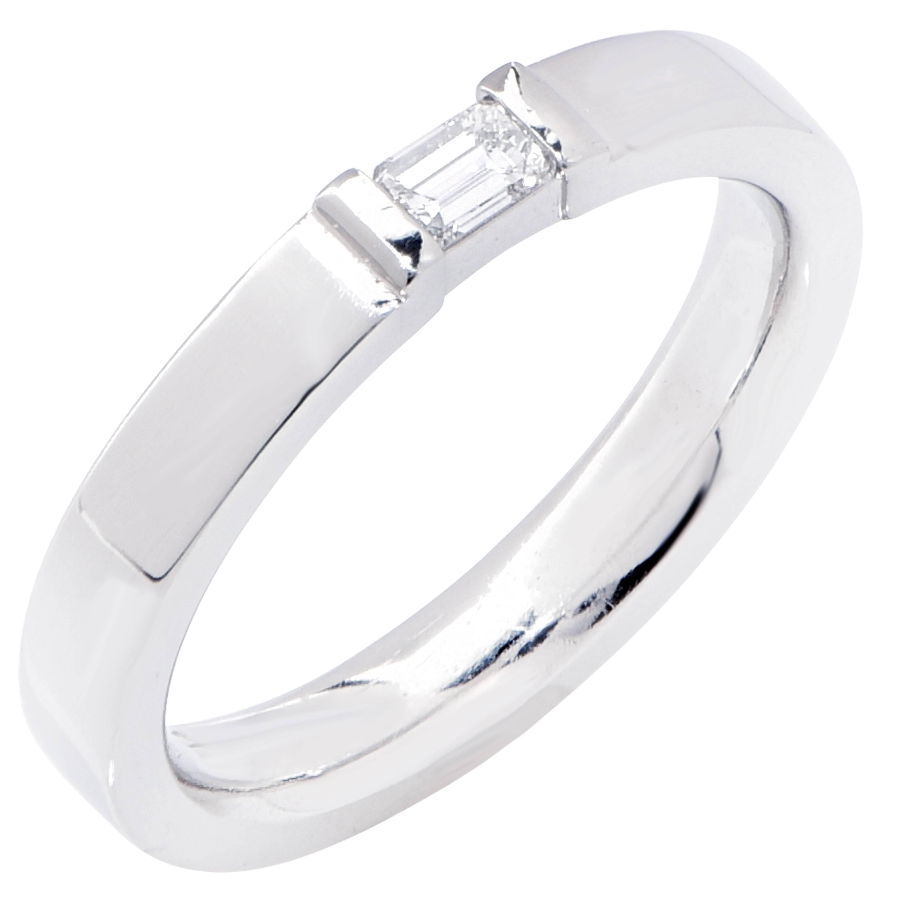 Emerald Cut Diamond Platinum Wedding Band Ring