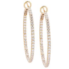 2 Carats Diamonds Yellow Gold Hoop Earrings