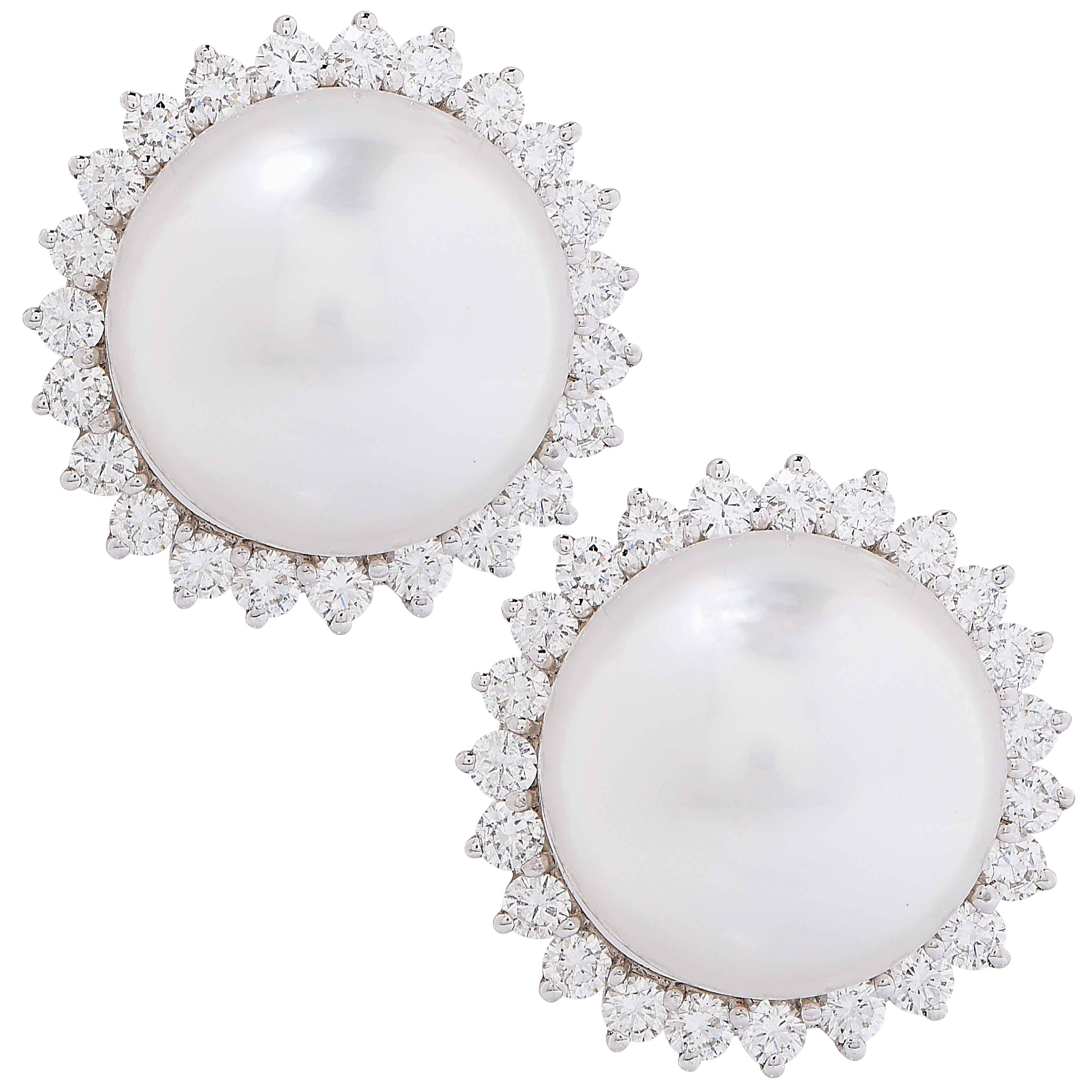 Tiffany & Co. South Sea Cultured Pearl and Diamond Earrings