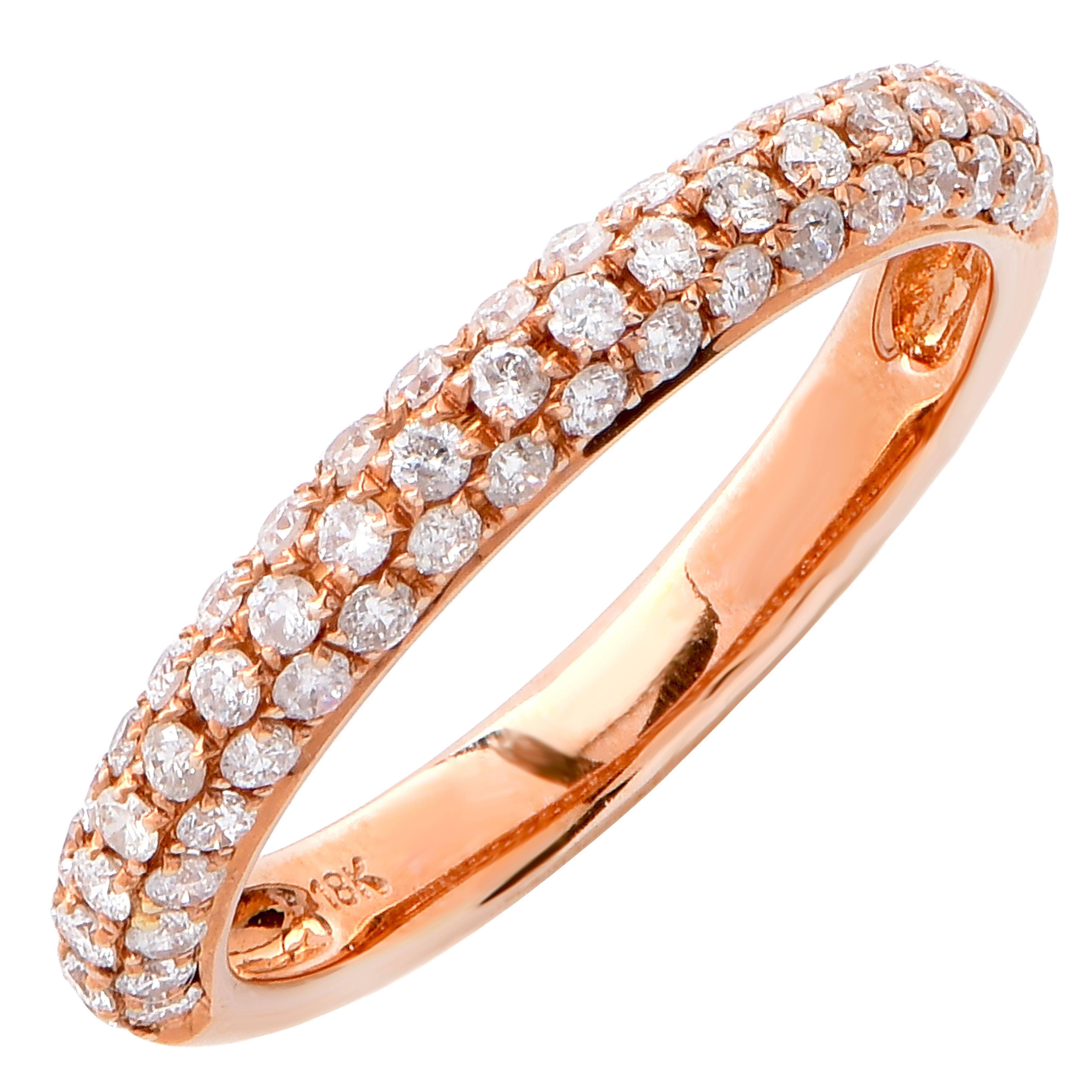 Bague jonc en or rose avec diamants de 0,50 carat en vente