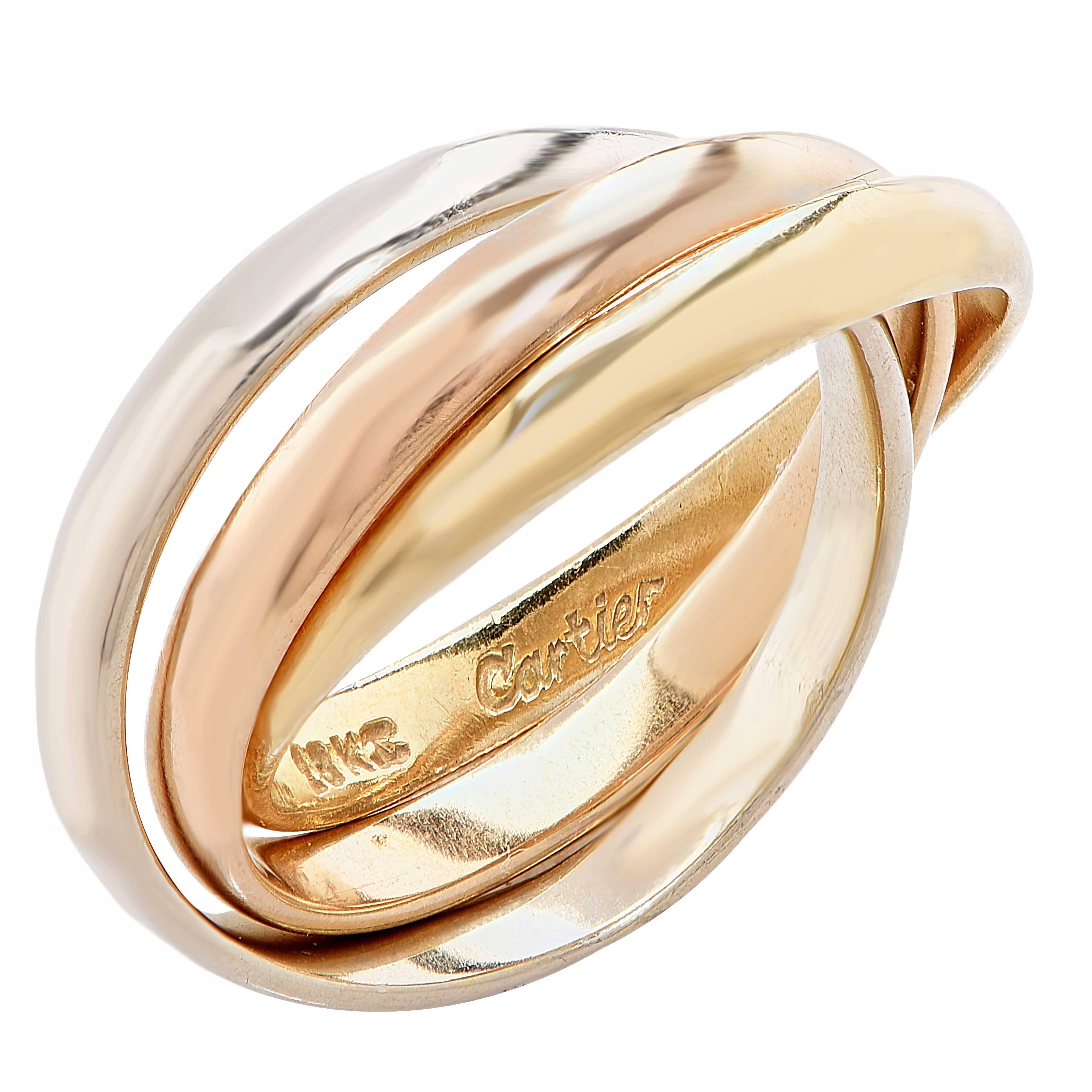 Cartier Three Color Gold Band Set For Sale