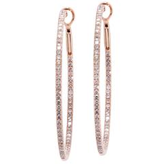 1960s French Openwork Rose Gold Hoop Earrings At 1stdibs 1 6 Carat Diamond Rose Gold Hoop Earrings