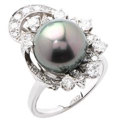 Tahitian Pearl Diamond White Gold Ring 7