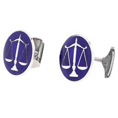 Vintage Scales of Justice Enamel and Silver Cufflinks