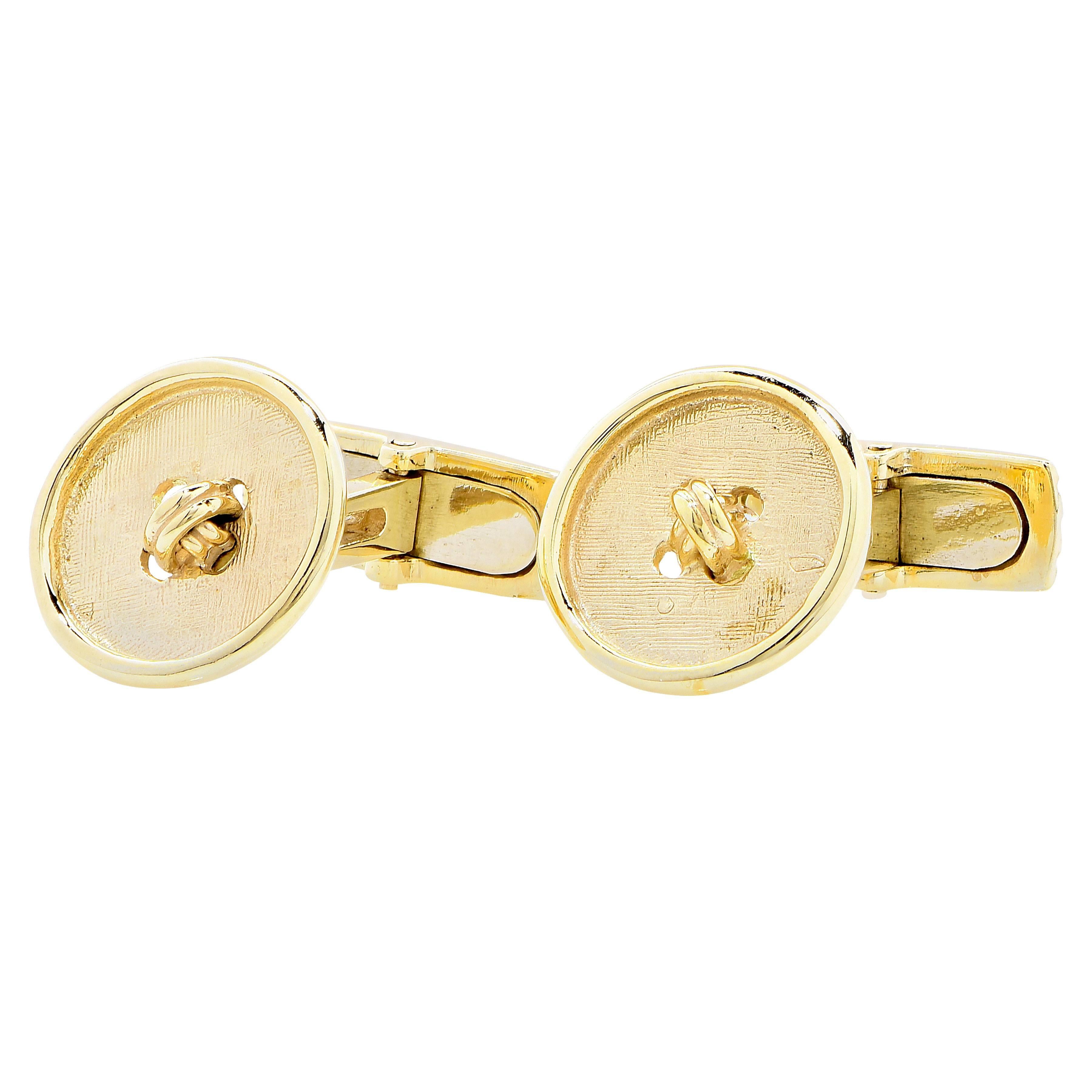Yellow Gold Button Cufflinks For Sale