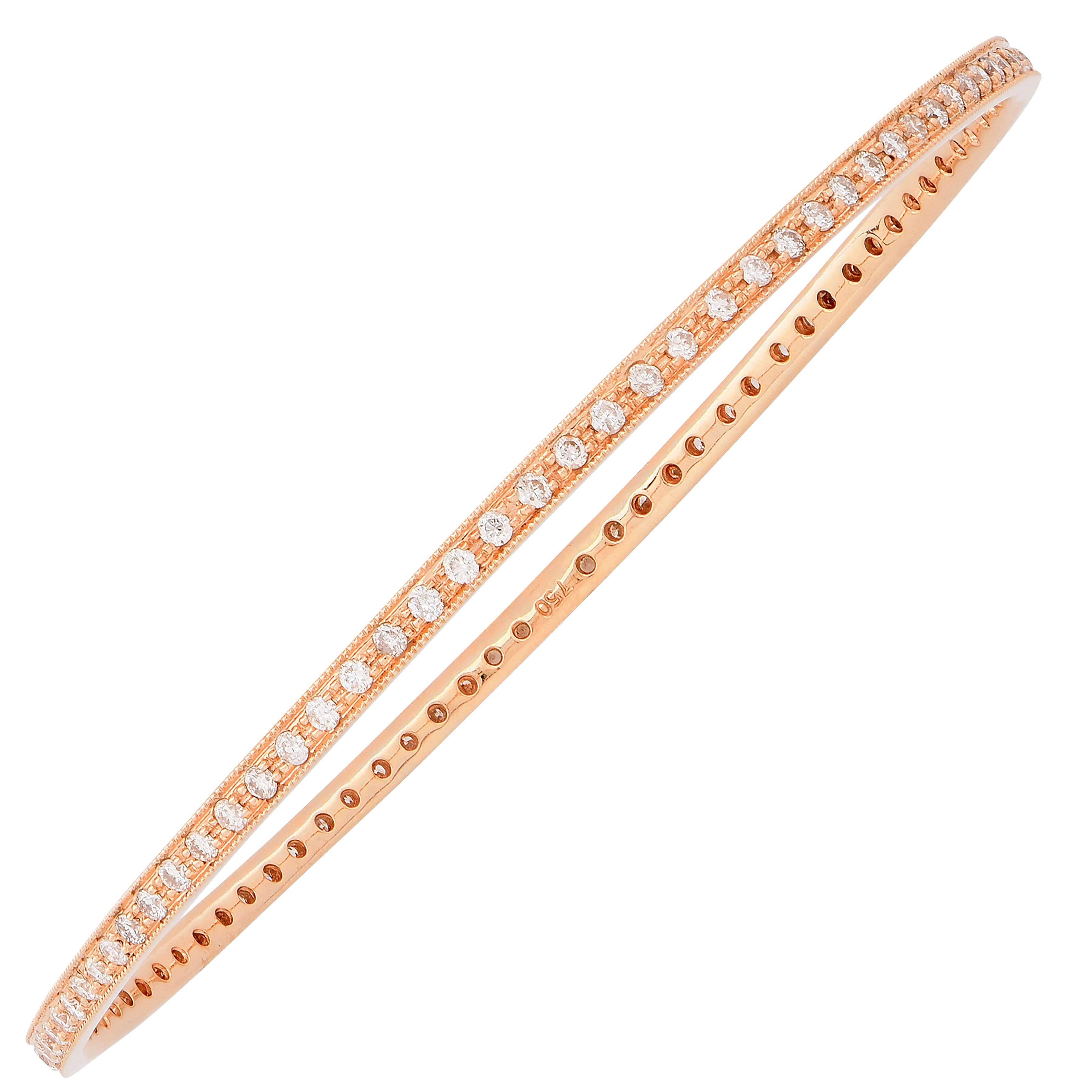 2.4 Carat Diamond 18 Karat Rose Gold Bangle