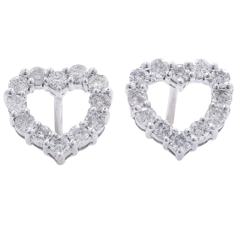 .75 Carat Heart Shape Diamond Earrings For Sale at 1stdibs