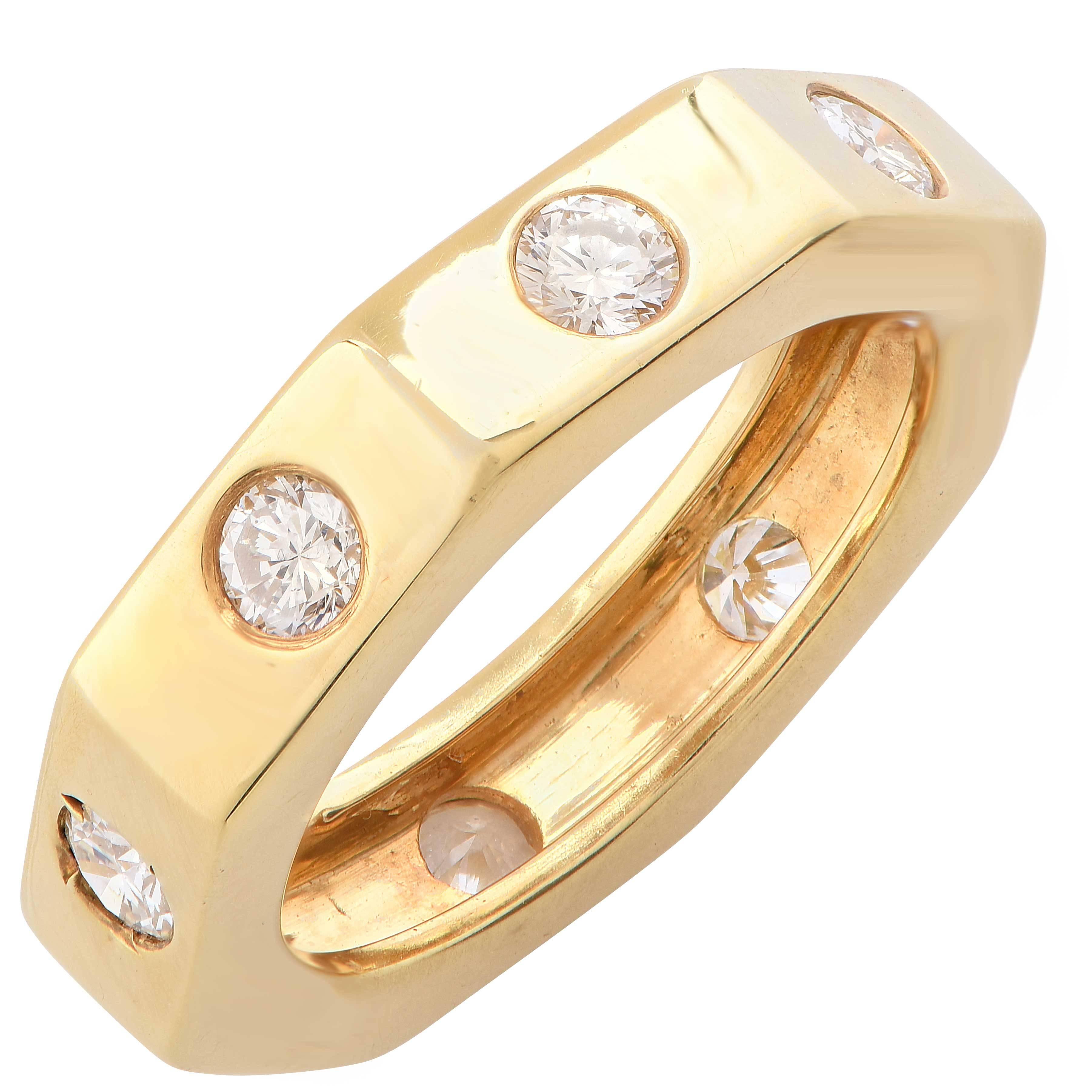 0,80 Karat Diamant-Ehering aus 18 Karat Gelbgold im Angebot