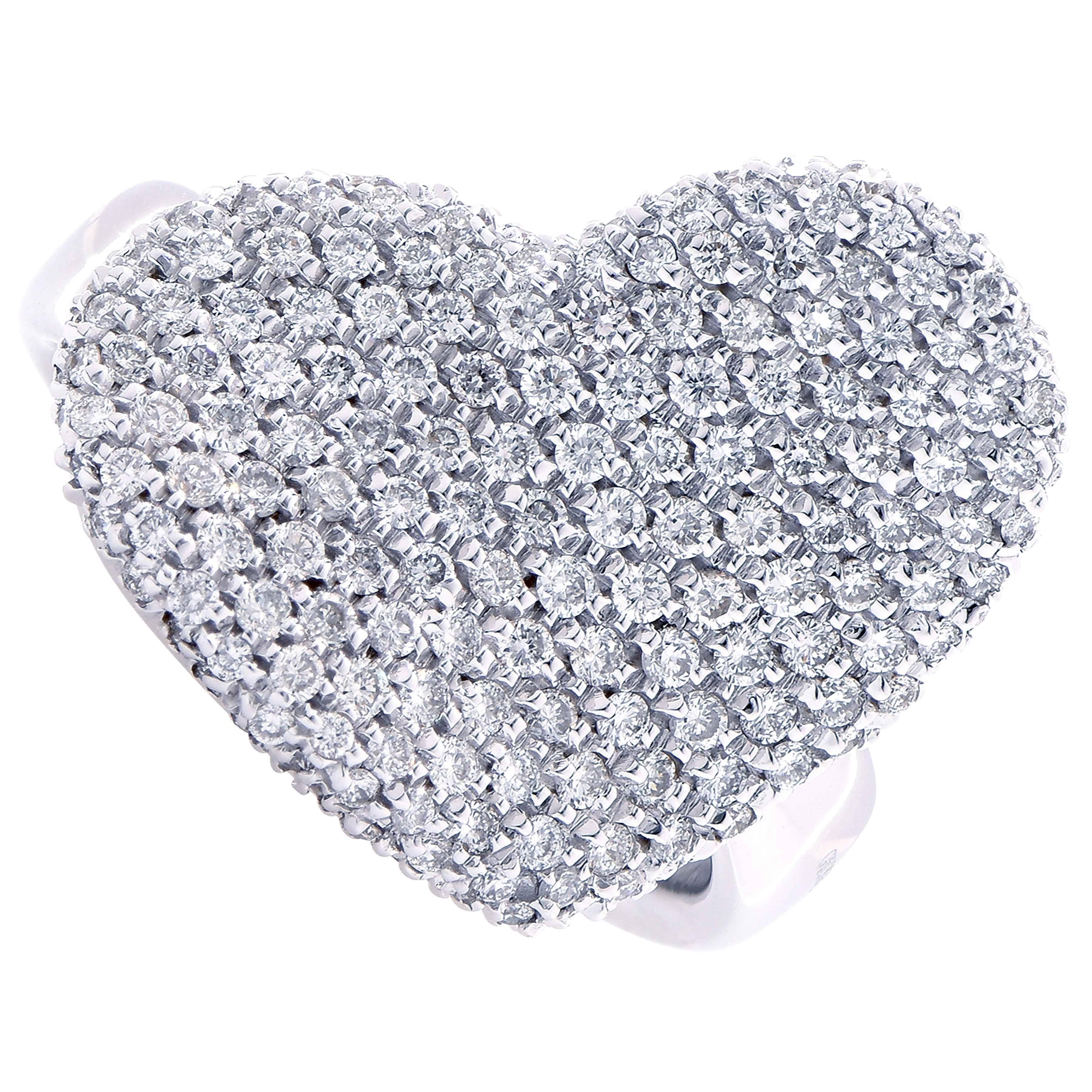 Georgio Visconti 1.10 Carat Diamond Heart Shaped White Gold Ring