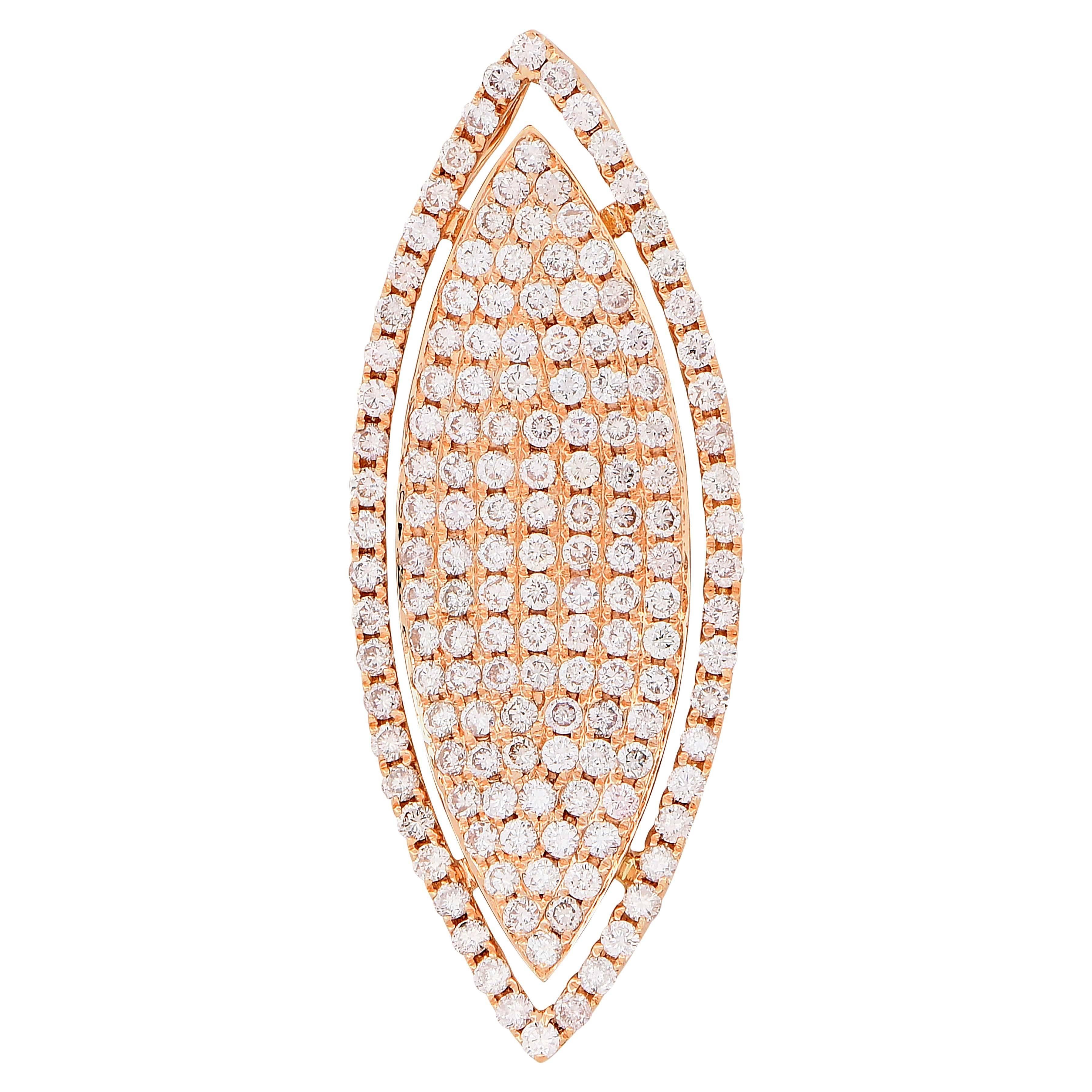 2.8 Carat Diamond Marquise Shape Rose Gold Pendant