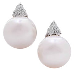 South Sea Pearl Diamond White Gold Ear Clips 6