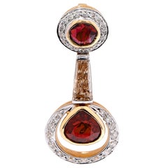 Ruby and Diamond 18 Karat Yellow and White Gold Pendant