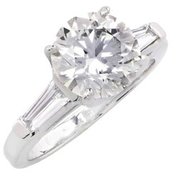 2.14 GIA Graded M/VS1 Round Brilliant Cut Diamond White Gold Engagement Ring