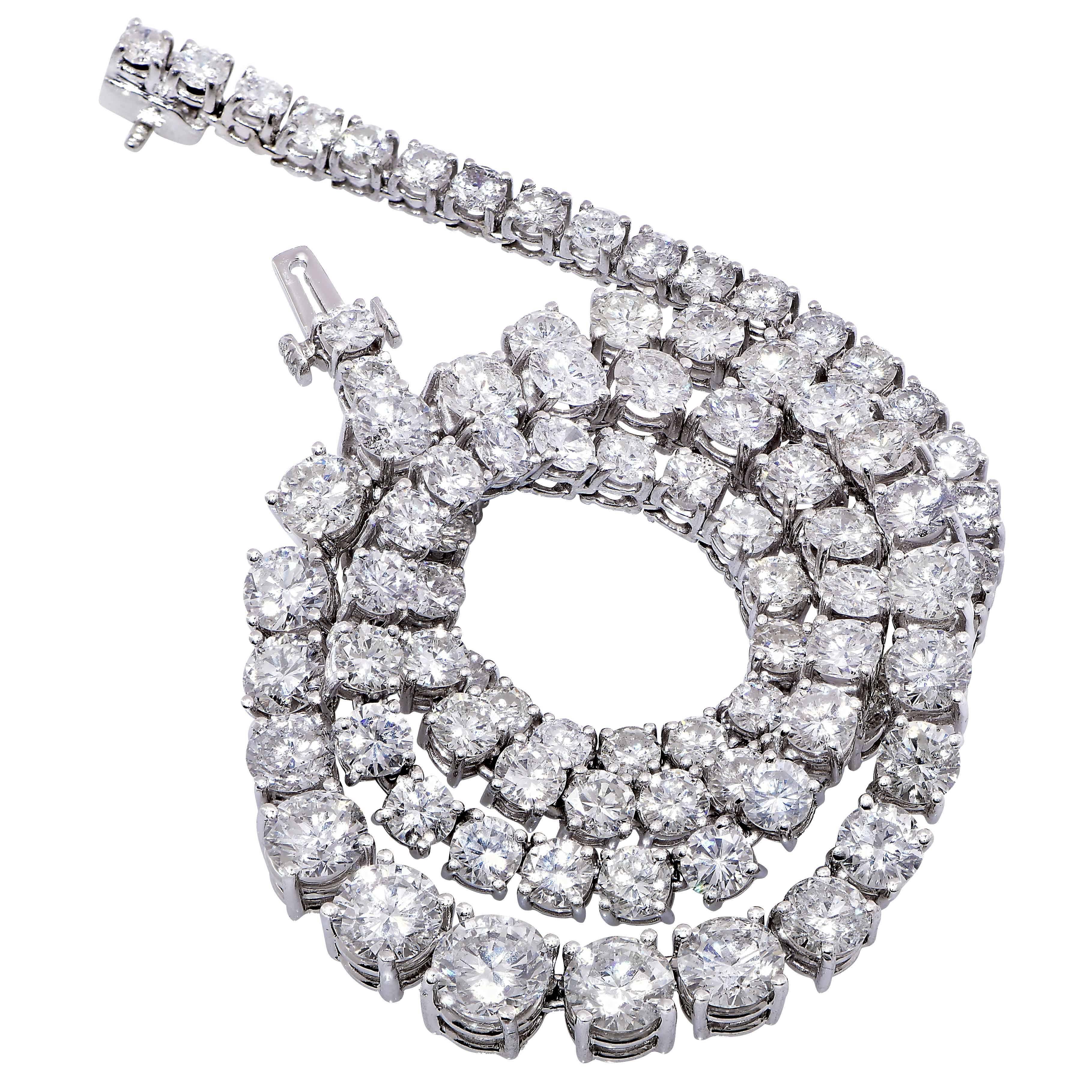 Modern 24 Carat Diamond Riviera Platinum Necklace