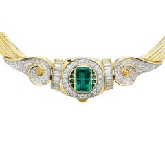  AGL Graded 4.4 Carat Colombian Emerald and Diamond Necklace