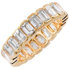 Chaumet Paris 4 Carat Emerald Cut Diamonds Eternity Band in 18 Karat Yellow Gold