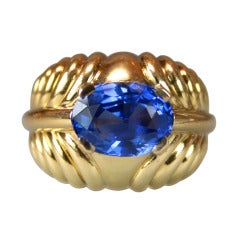 1960s Boucheron No Heat Burma Sapphire Gold Ring 10
