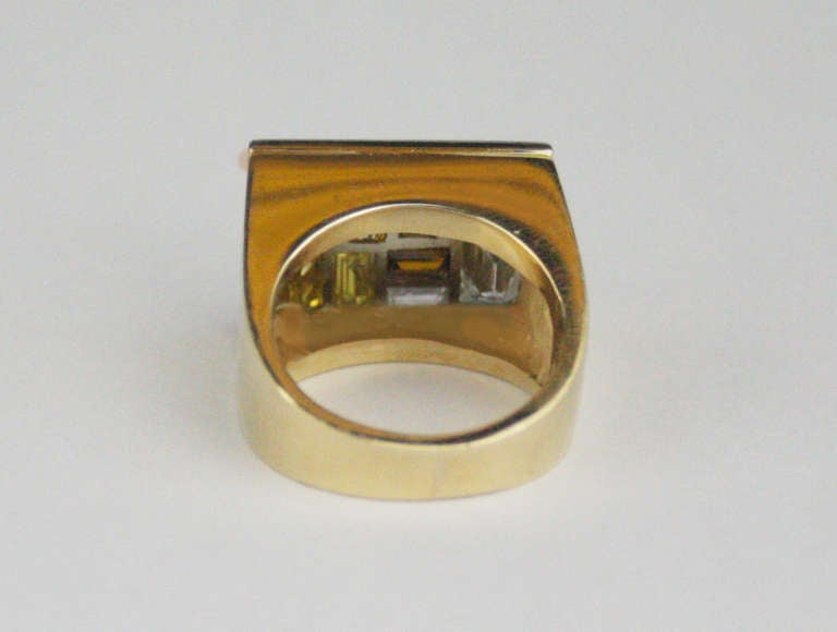 Women's Fancy Colored Yellow, White, and Brown Diamond Ring For Sale
