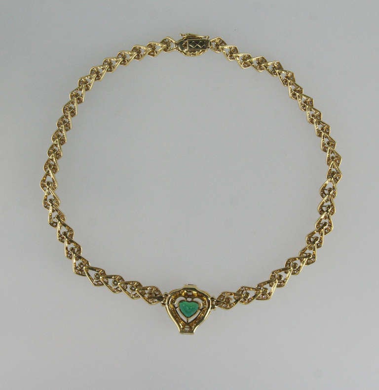 Italian Emerald Diamond and Gold Necklace 1