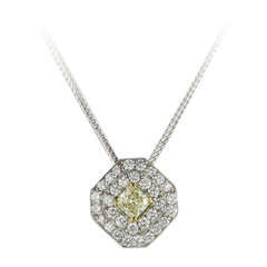 3.15 Carat Fancy Colored and White Diamond Platinum Pendant