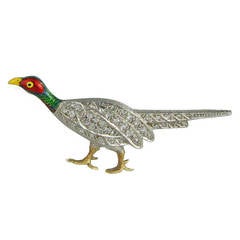 Pheasant Brooch in Enamel and Diamonds 9