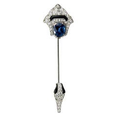 Vintage 1900's Sapphire, Diamond and Enamel Jabot