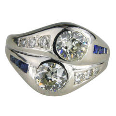 Sapphire Diamond Platinum Ring
