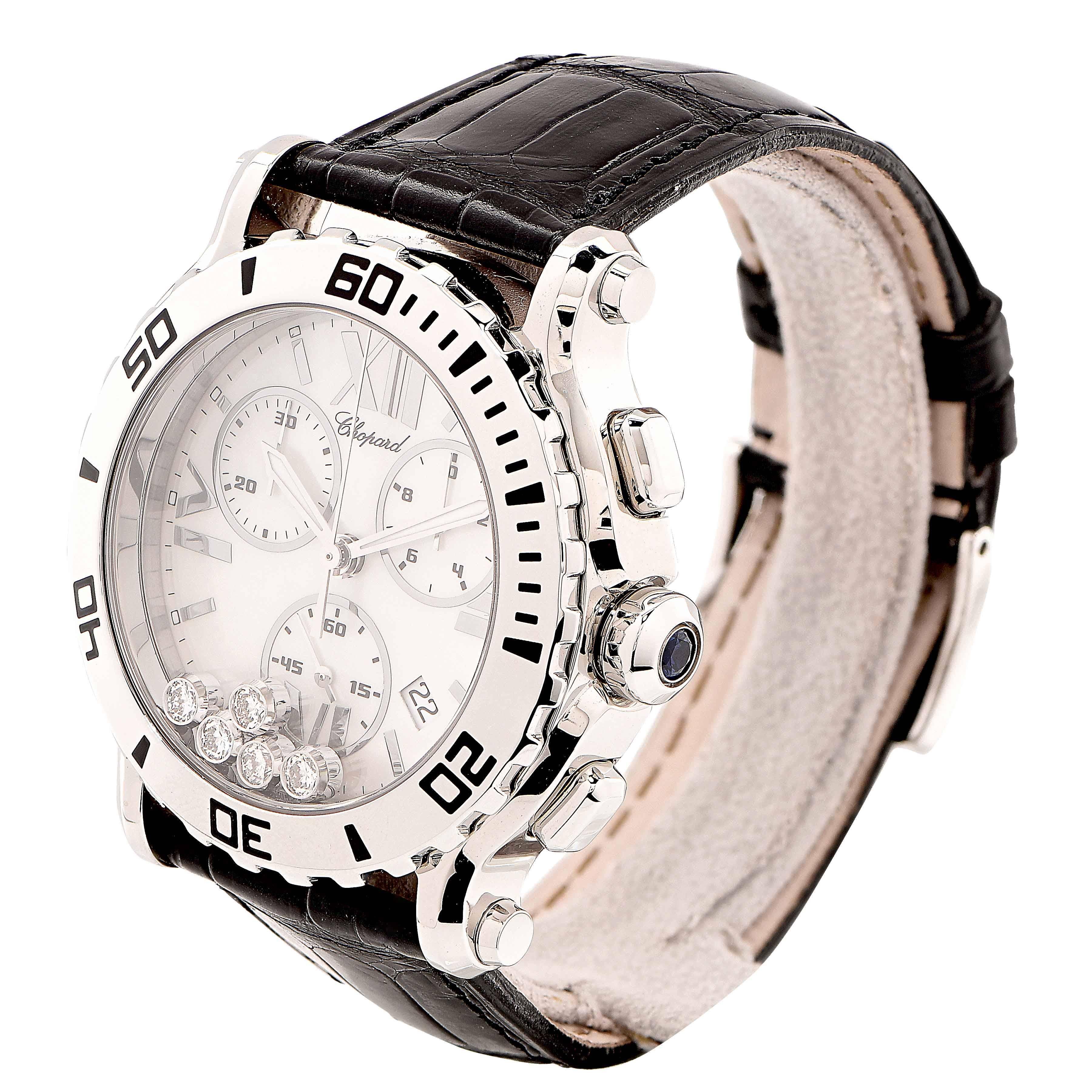 Chopard Stainless Steel Happy Sport Chronograph Quartz Wristwatch In New Condition In Bay Harbor Islands, FL
