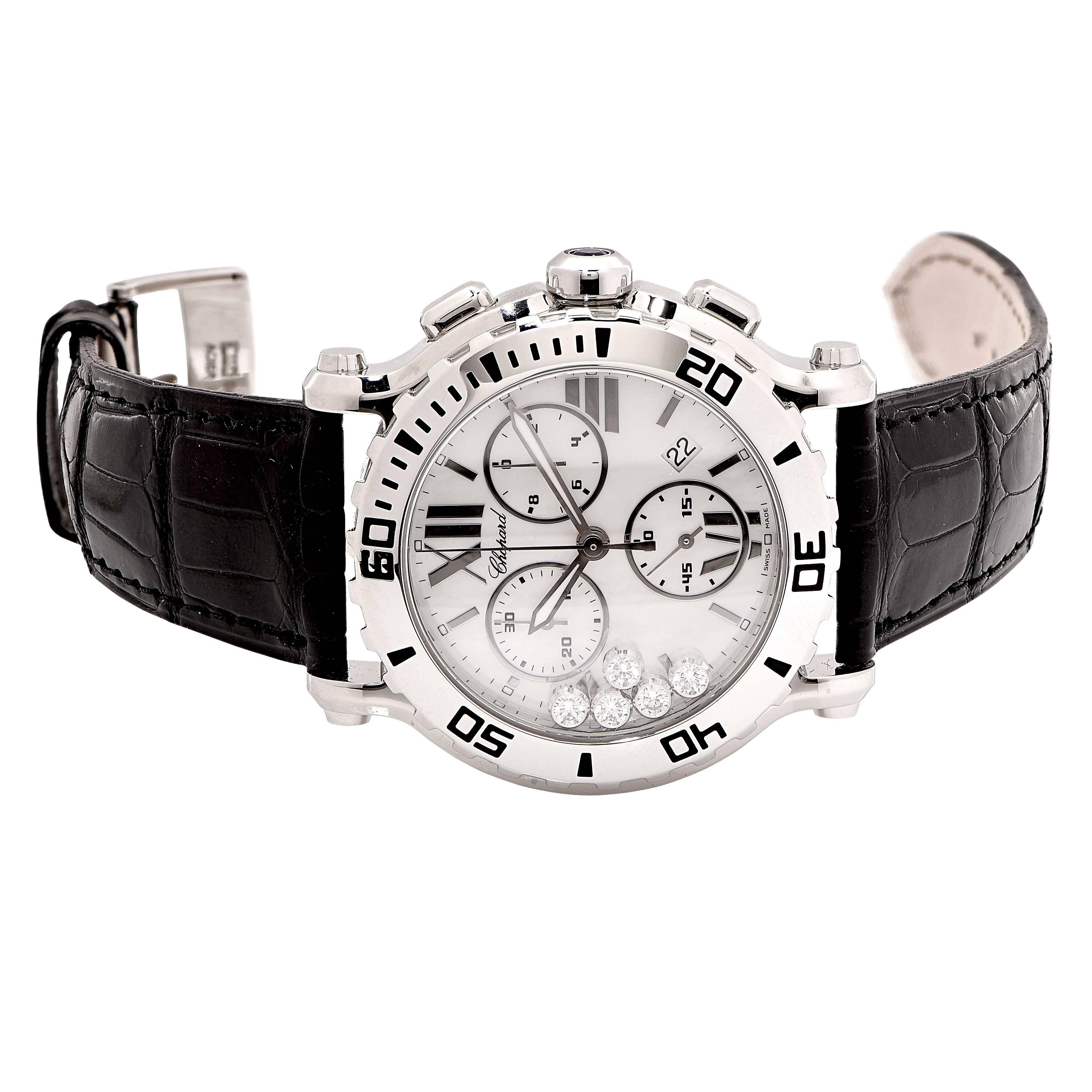 Women's or Men's Chopard Stainless Steel Happy Sport Chronograph Quartz Wristwatch
