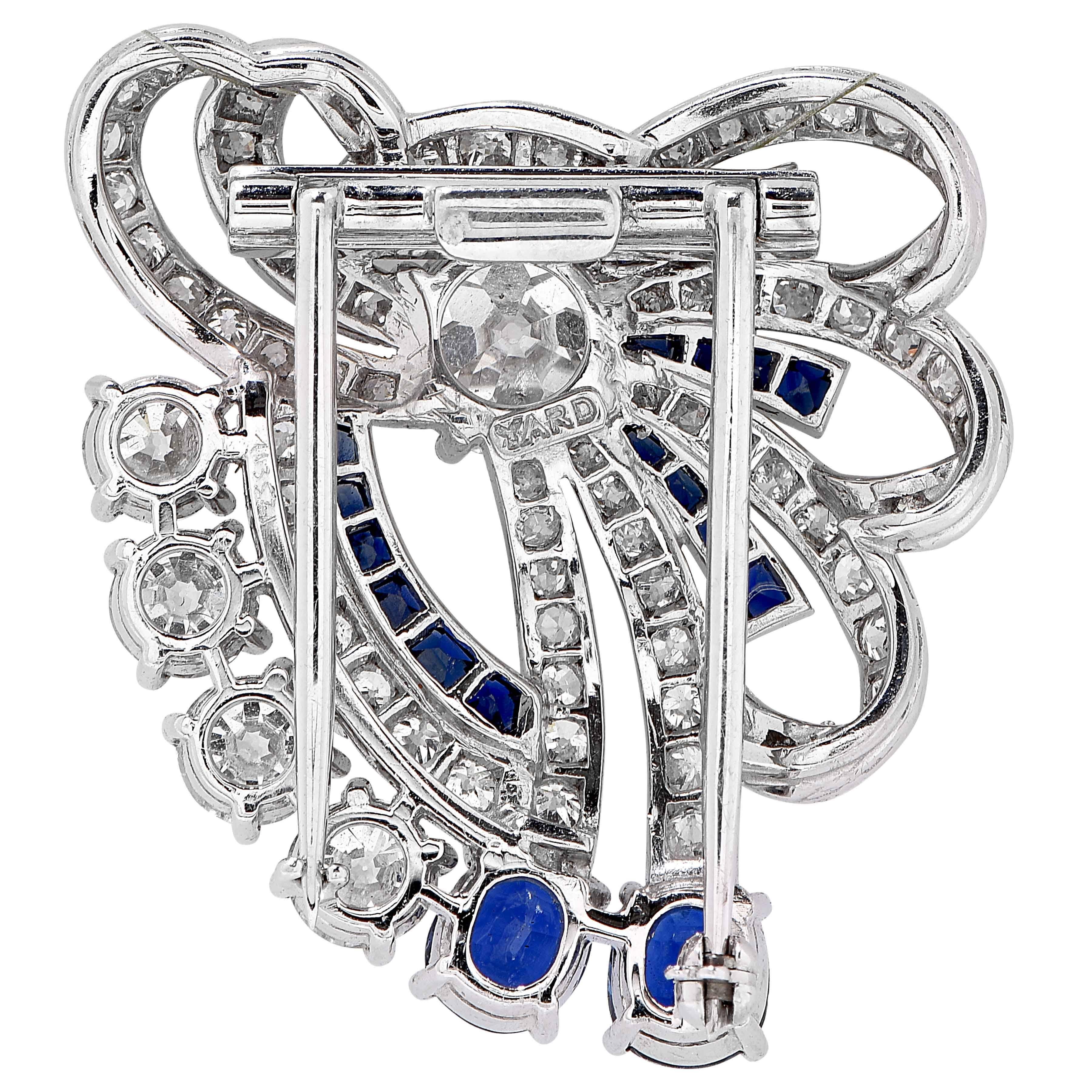 1935 Yard Sapphire Diamond Bow Clip 1