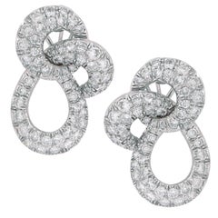 6 Carat Pave Diamond Swirl 18 Karat White Gold Earclips