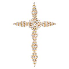 10.93 Carat Large Diamond 18 Karat Yellow Gold Cross