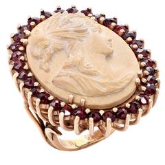 Lava Cameo and Garnet Gold Ring. 2