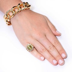 Gubelin 4 Carat Cats Eye and Diamond 18 Karat Yellow Gold Lady's Ring