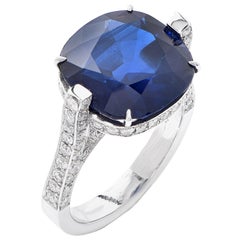 9.54 Carat Natural Sapphire Diamond Platinum Engagement Ring
