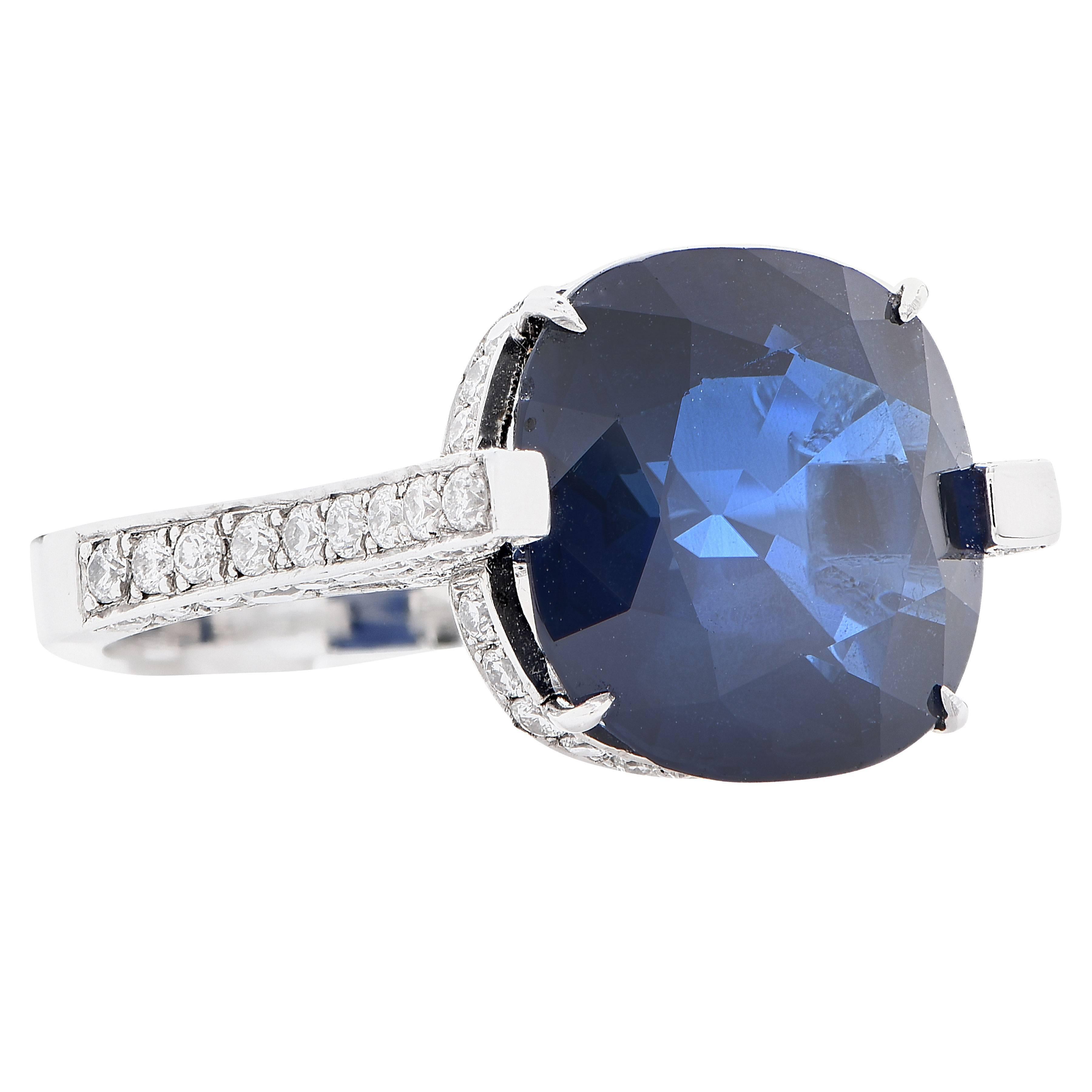 9.54 Carat Natural Sapphire Diamond Platinum Engagement Ring 1