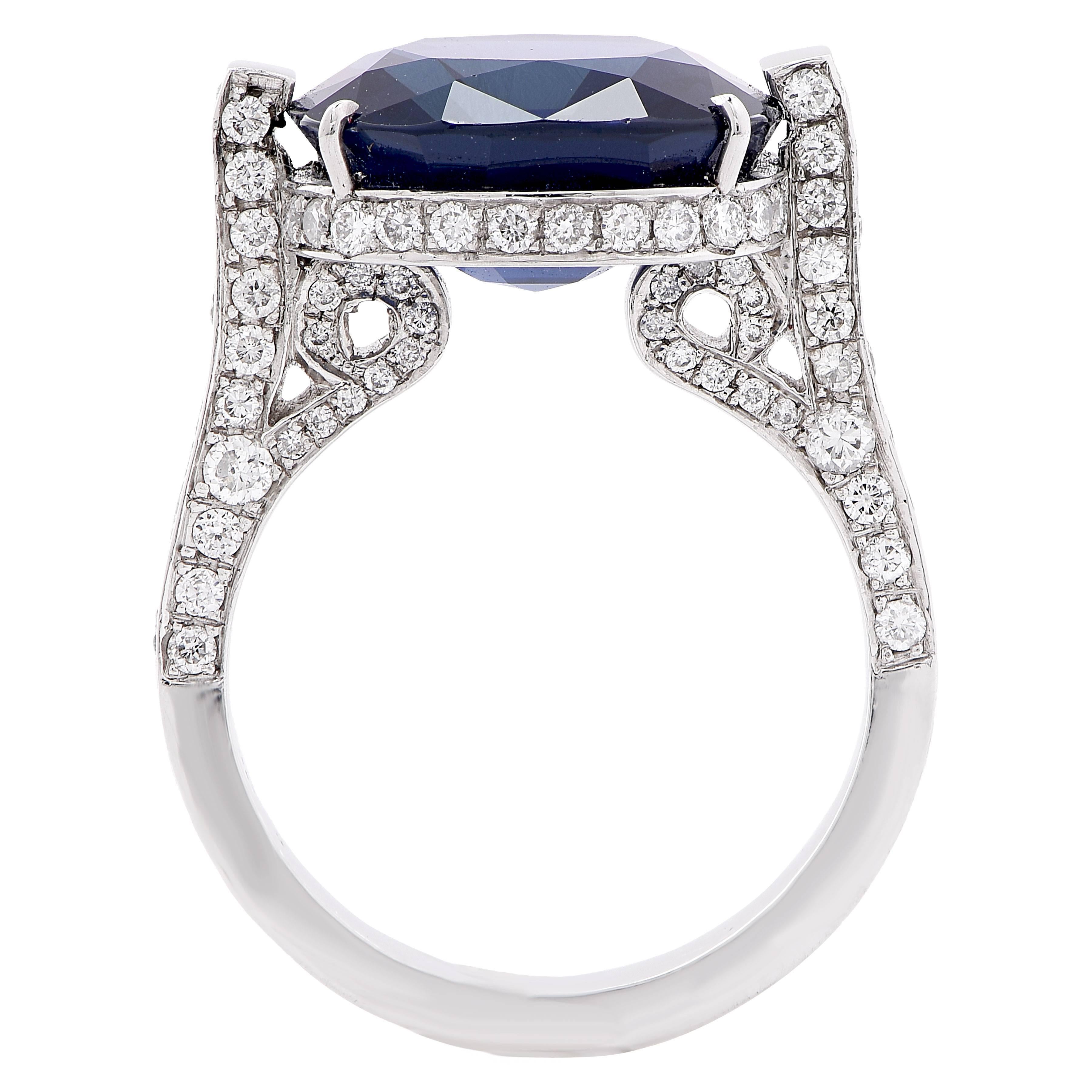 9.54 Carat Natural Sapphire Diamond Platinum Engagement Ring 2