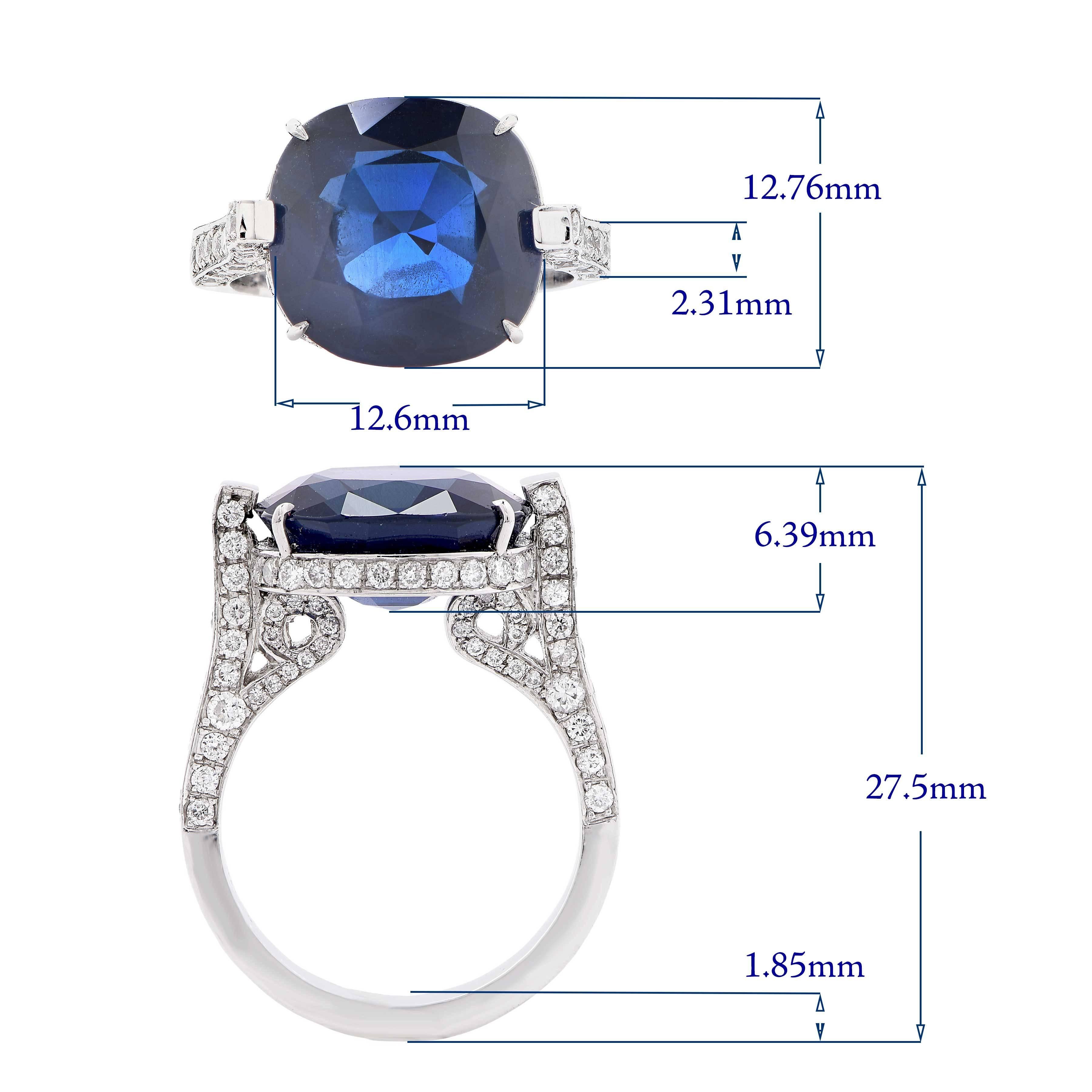 9.54 Carat Natural Sapphire Diamond Platinum Engagement Ring 3